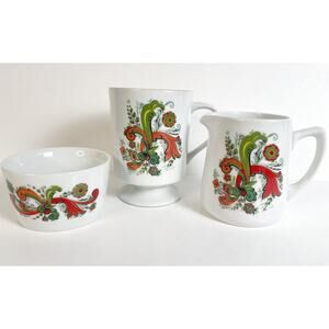 VTG Berggren Trayner Coffee Set Rosmaling Coffee Mug Cup Creamer Sugar SIGNED